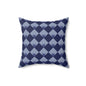 Diamond Bloom-Navy & Periwinkle Throw Pillow