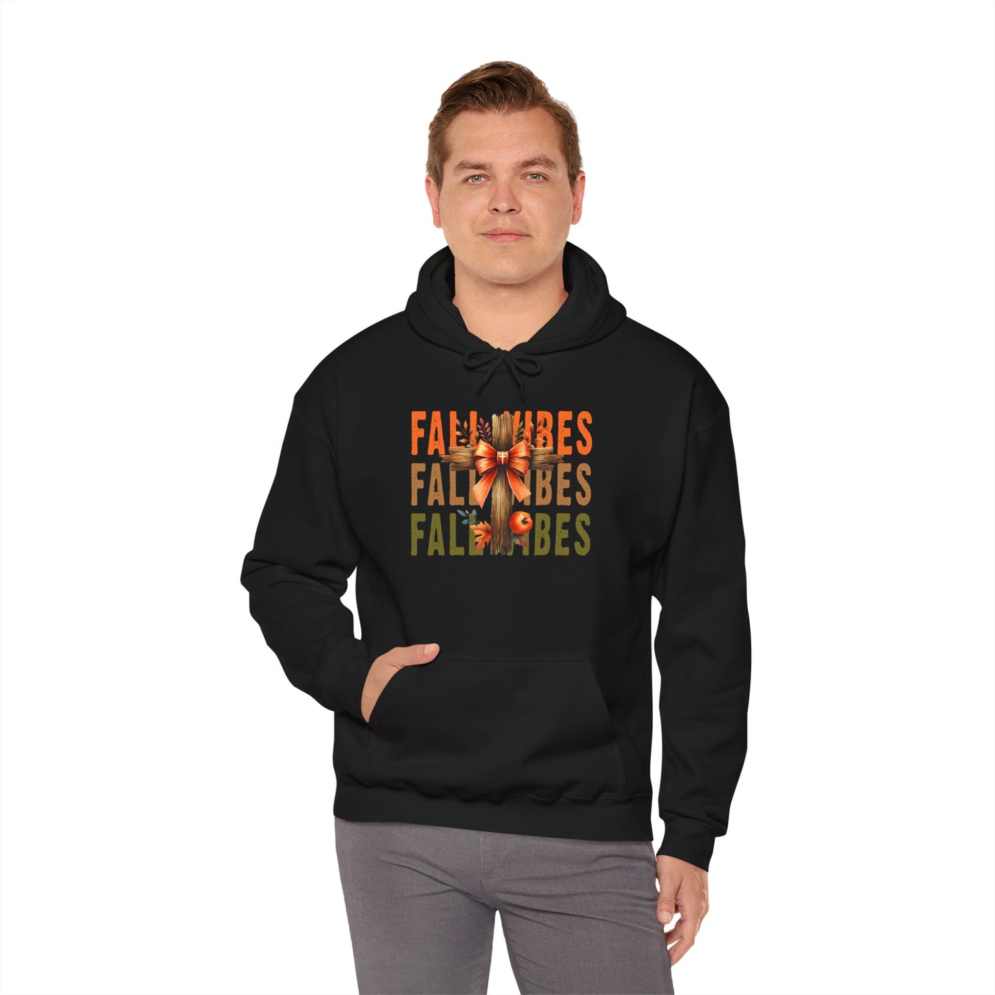 Fall Vibes Cross Heavy Blend™ Hooded Sweatshirt