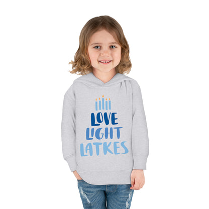 Hanukkah Love Light Latkes Toddler Pullover Fleece Hoodie