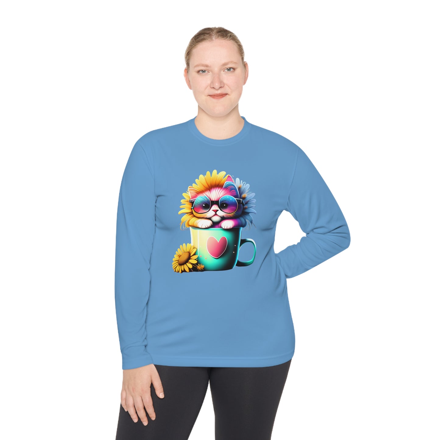 Cool Sunflower Kitten 2 Adult Long Sleeve Tee