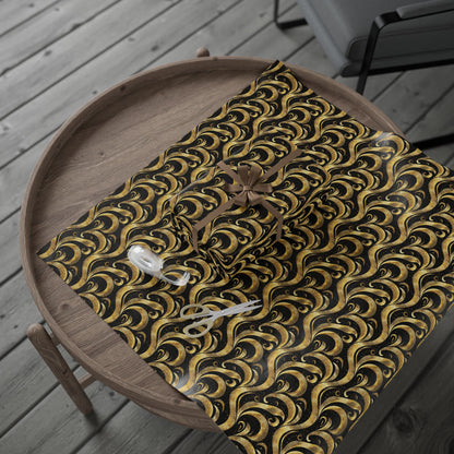 Black & Gold Luxe Swirl Wrapping Paper