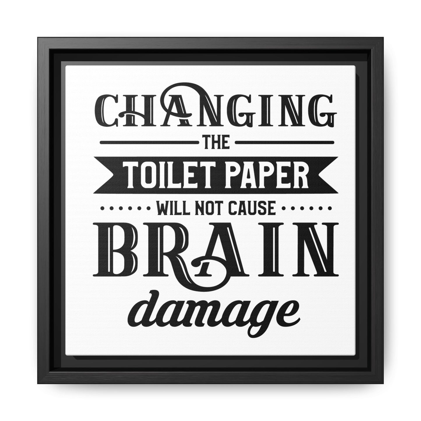 Changing The Toilet Paper Will Not Cause Brain Damage Framed Canvas Bathroom Art