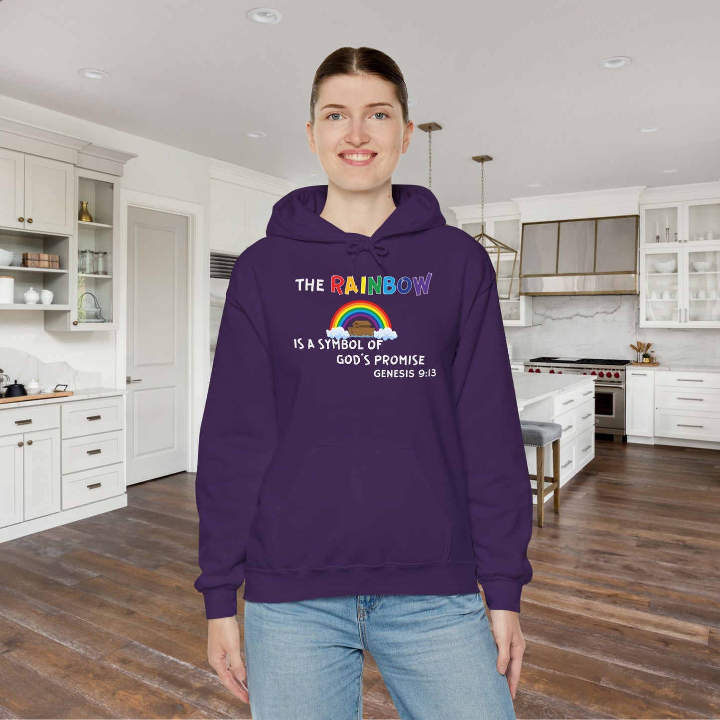 The Rainbow is a Symbol of God's Promise Heavy Blend™ Hooded Sweatshirt