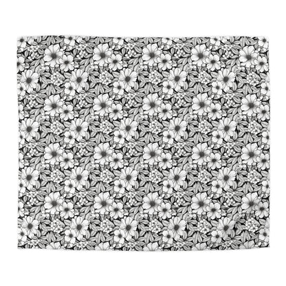 Black & White Forget-Me-Nots Microfiber Duvet Cover
