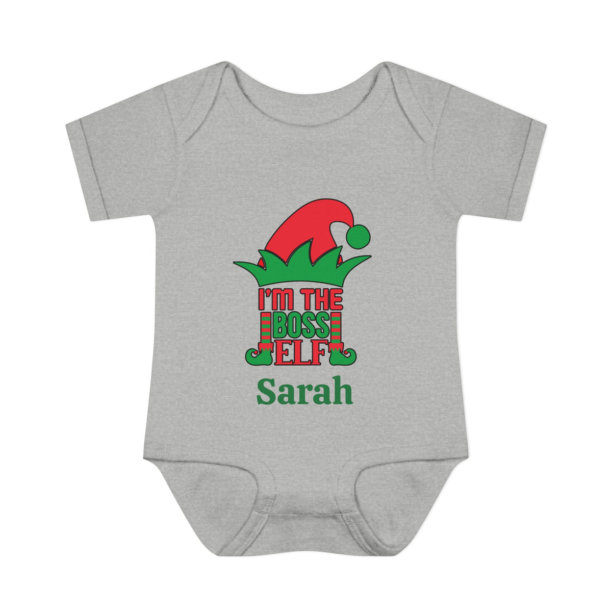 I'm The Boss Elf Personalized Infant Baby Rib Bodysuit