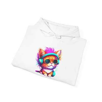 Cool Kitten w/Headphones Heavy Blend™ Hooded Sweatshirt
