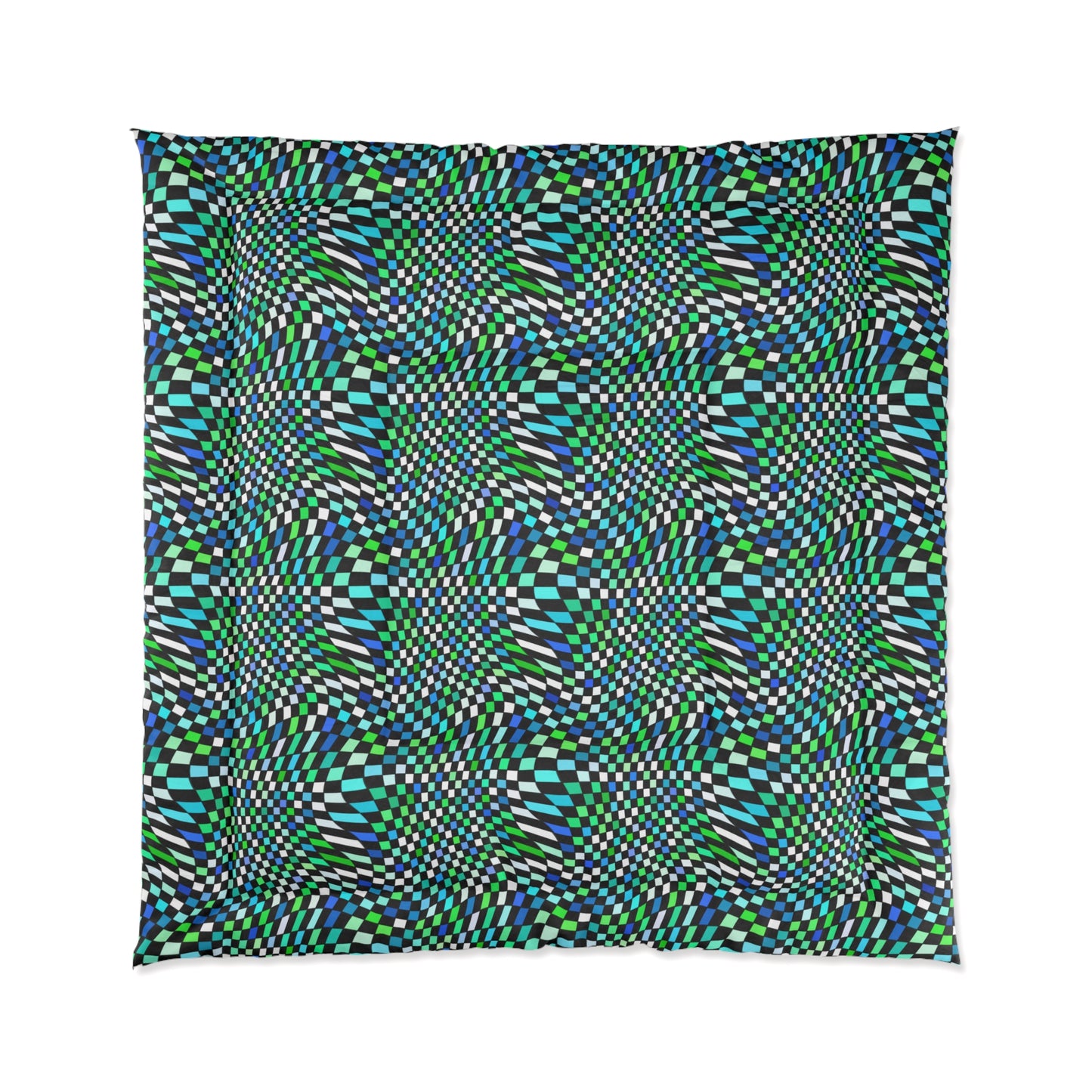 Warped Green Checkered Comforter