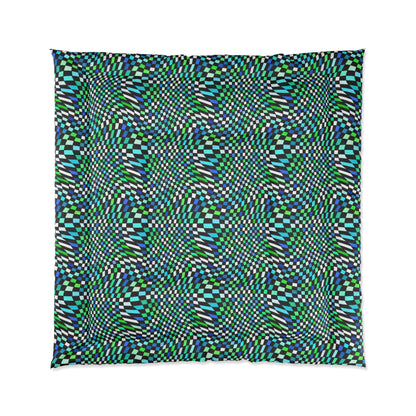 Warped Green Checkered Comforter