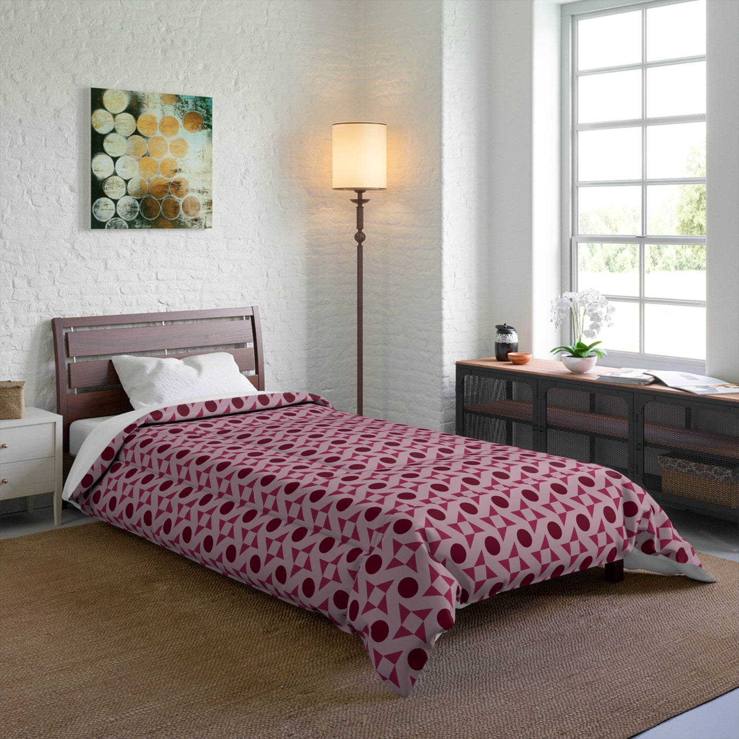 Crimson Pinwheels Basic Bedding Set