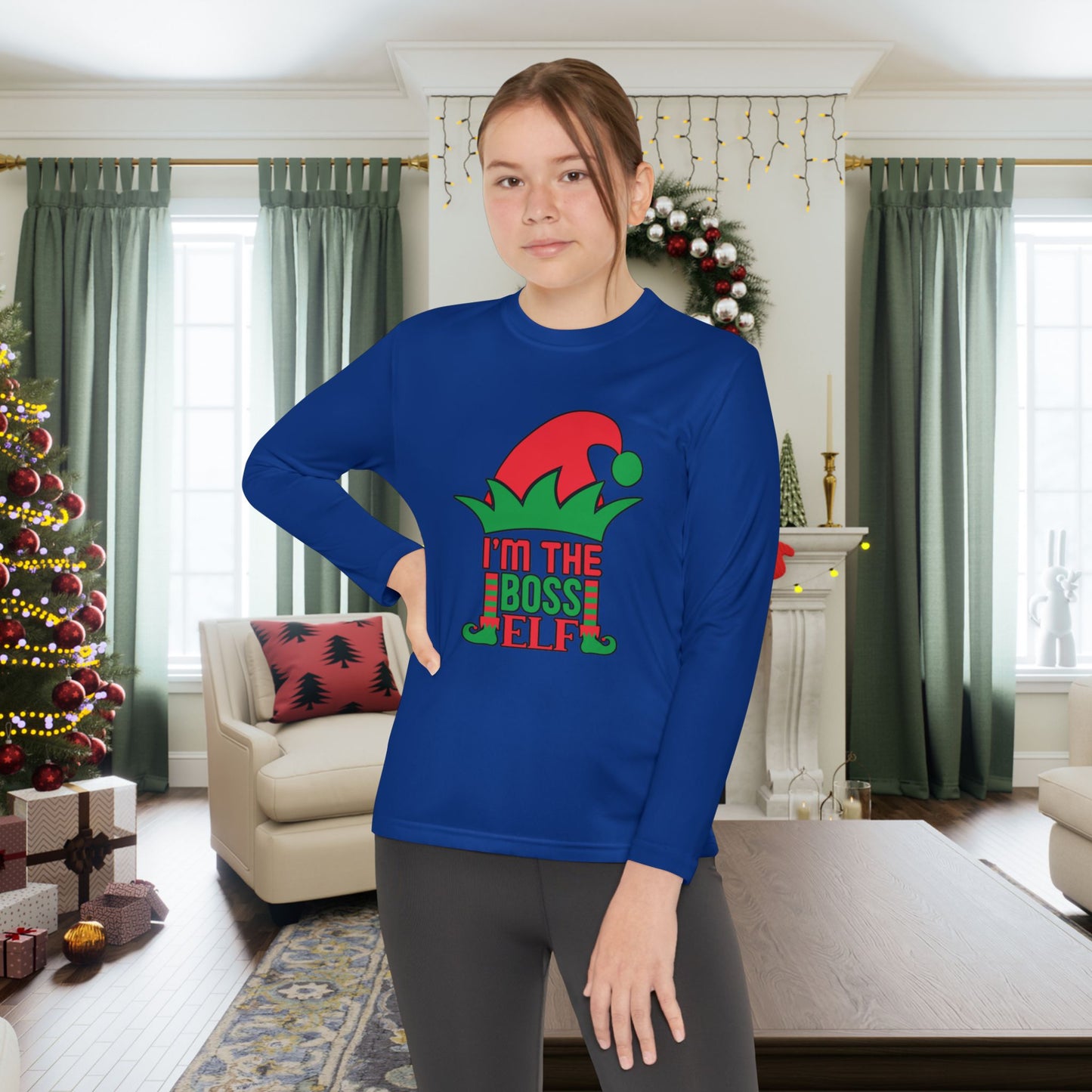 I'm The Boss Elf Youth Long Sleeve Tee