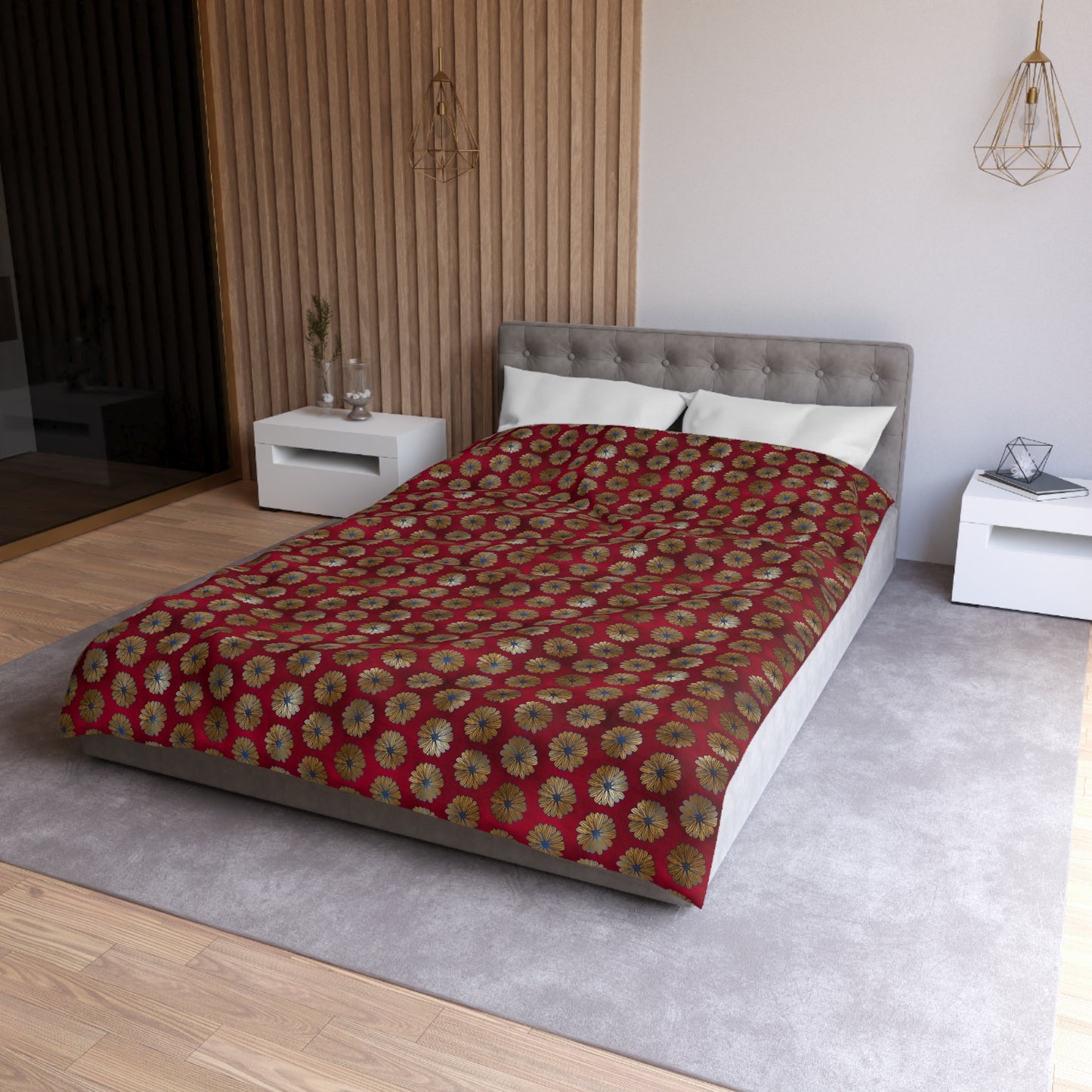 Majestic Crimson Daisies Duvet Bedding Set