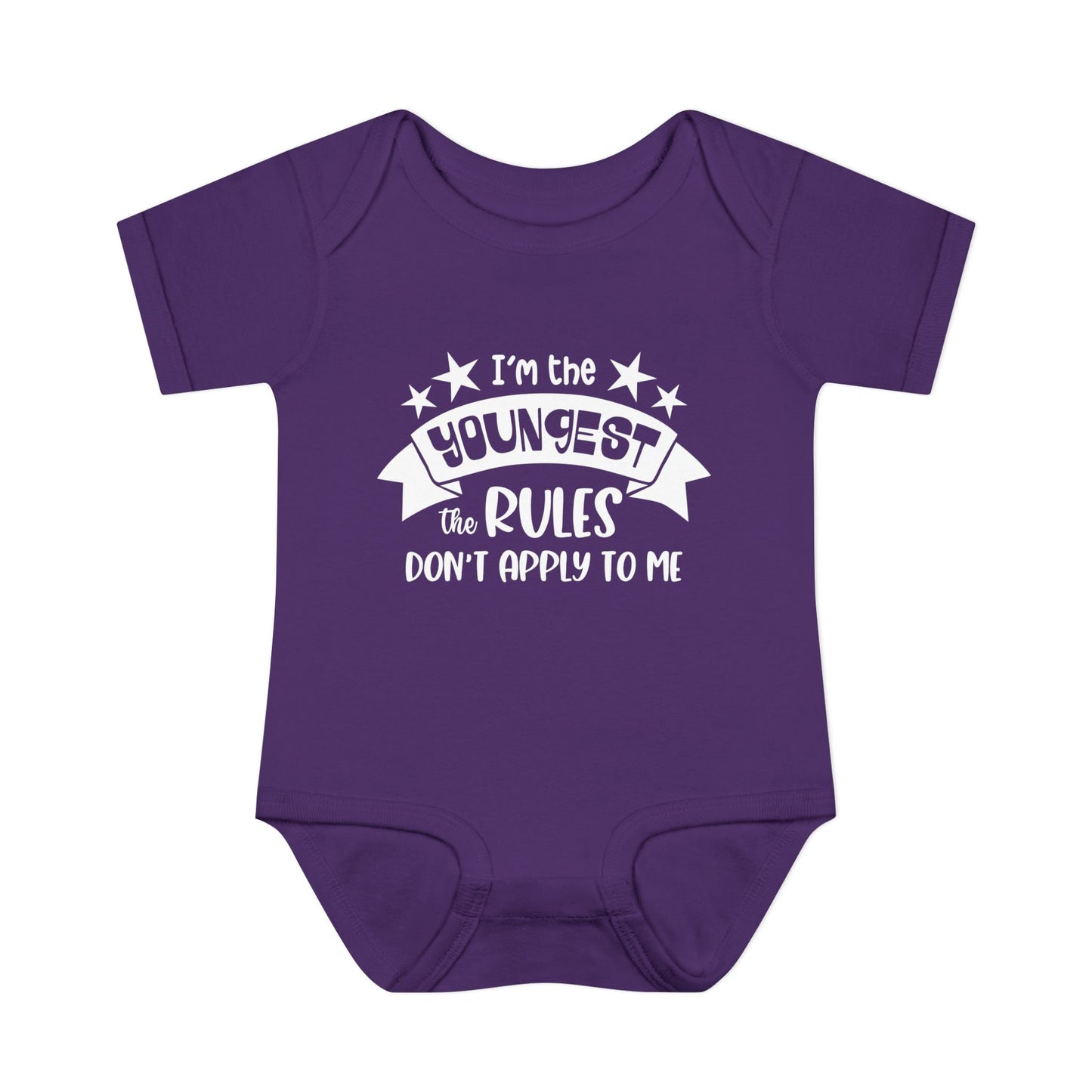 I'm The Youngest The Rules Don't Apply To Me Infant Baby Rib Bodysuit