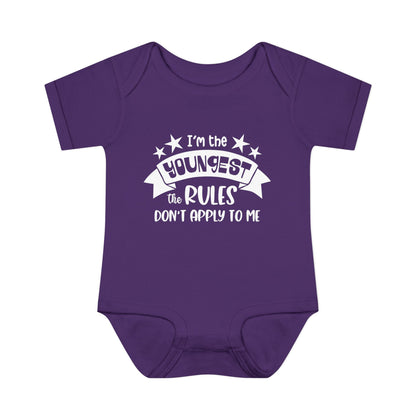 I'm The Youngest The Rules Don't Apply To Me Infant Baby Rib Bodysuit