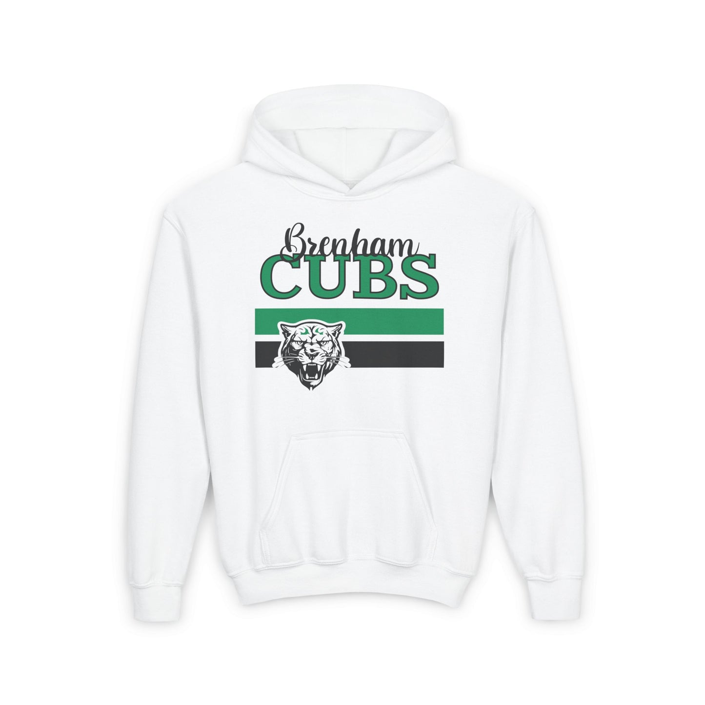 Brenham Cubs w/Mascot & Stripes Mascot Youth Heavy Blend Hoodie