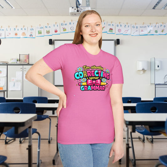 I'm Silently Correcting Your Grammar (Colorful) Adult T-shirt