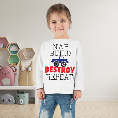 Nap Build Destroy Repeat Toddler Long Sleeve Tee