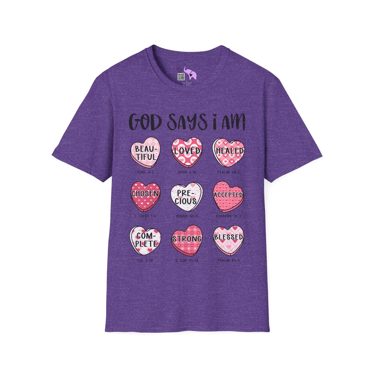God Says I Am... (Conversation Hearts) Adult T-shirt
