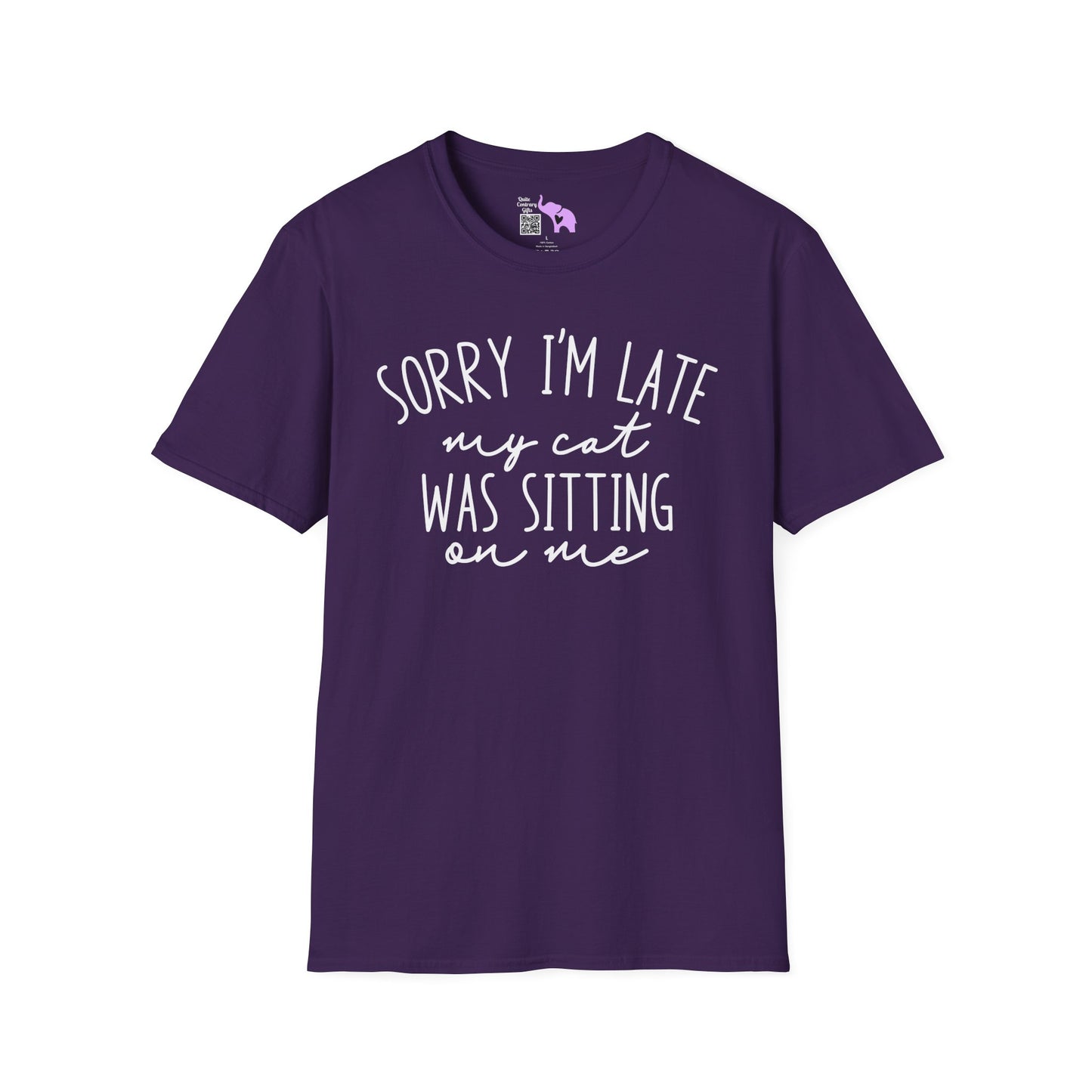 Sorry I'm Late My Cat Was Sitting On Me Adult T-shirt