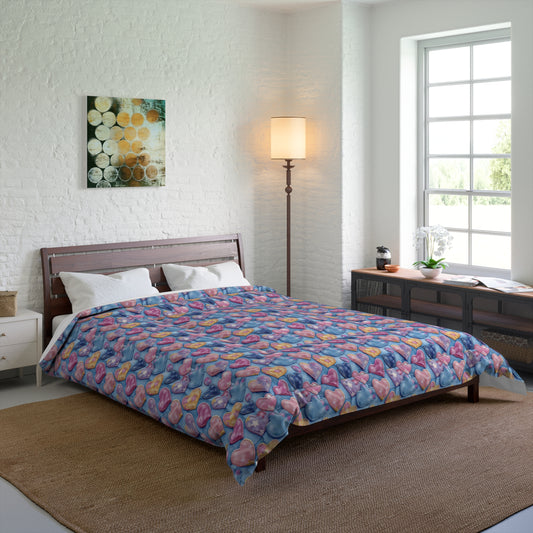 Color Pop Stitched Hearts Basic Bedding Set