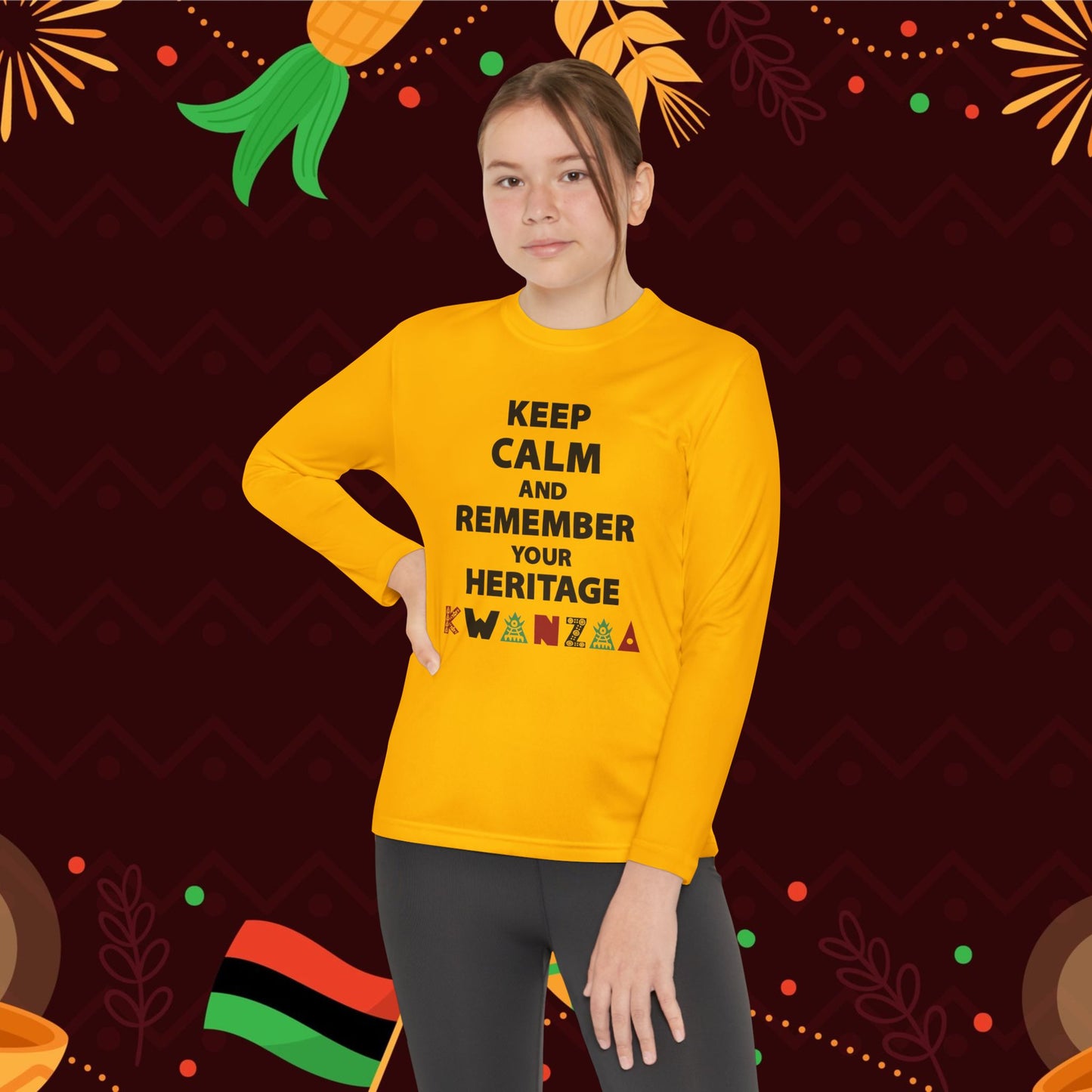 Keep Calm and Remember Your Heritage Kwanzaa Youth Long Sleeve Tee
