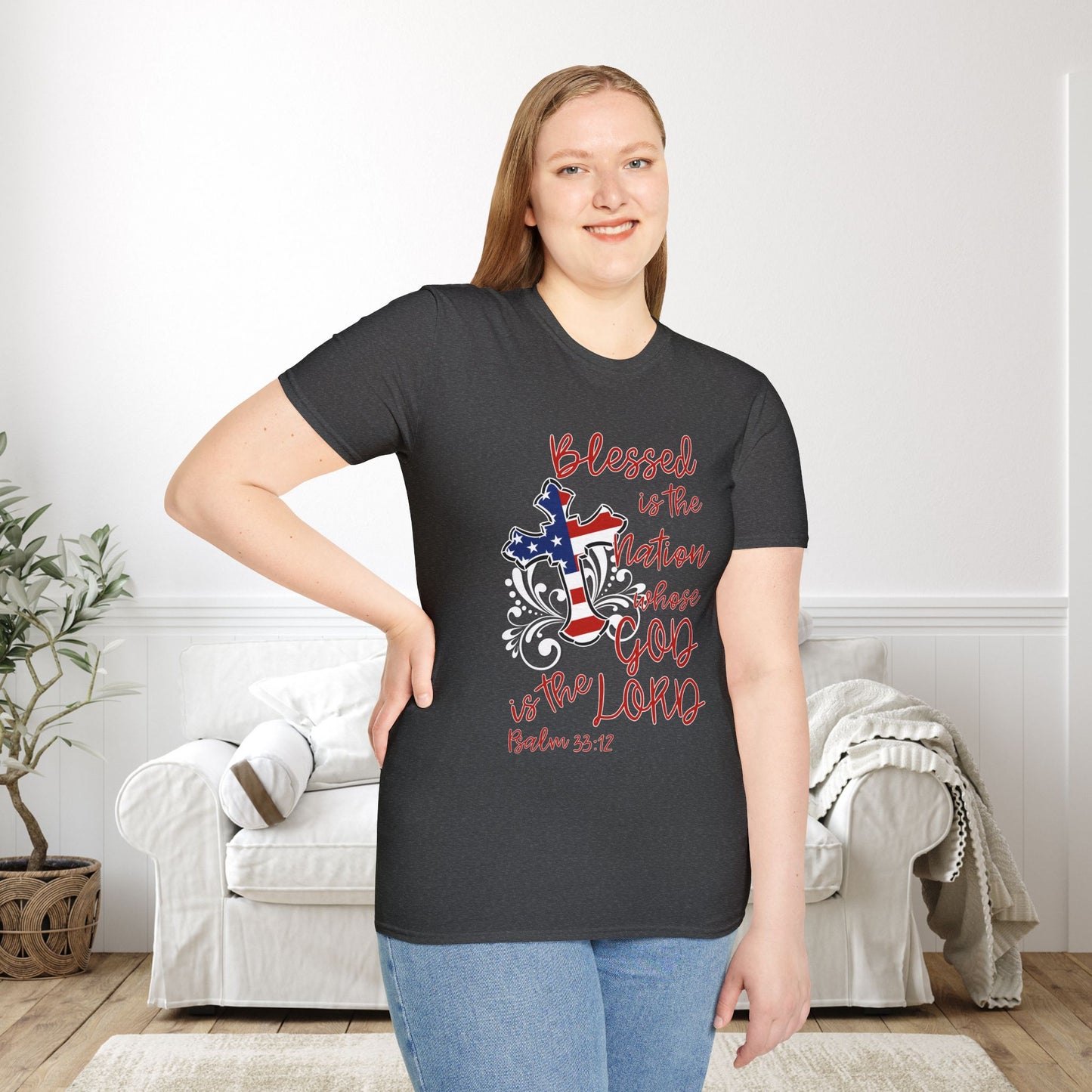 Blessed Is The Nation Whose God Is The Lord Adult T-shirt