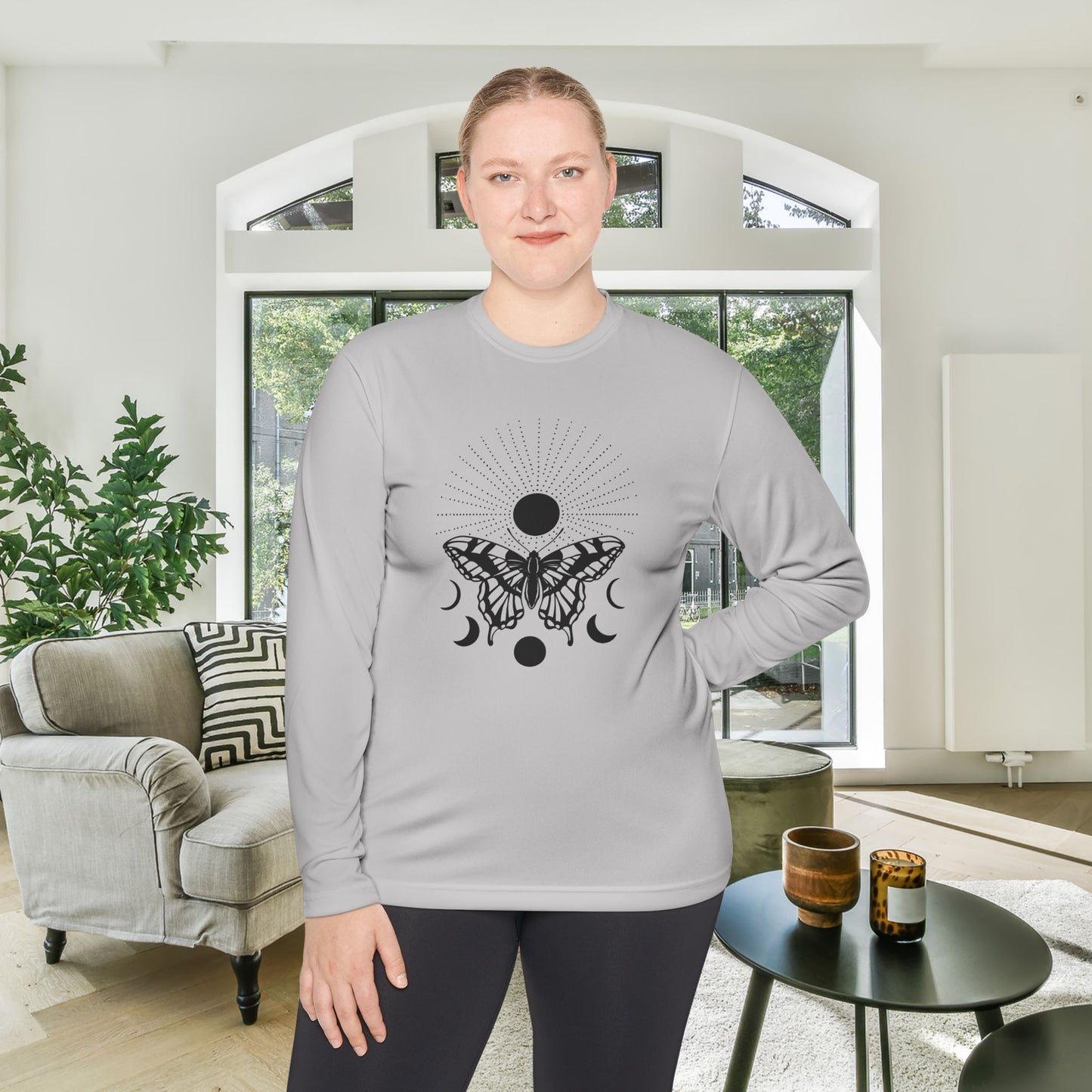 Butterfly w/Sun, Moon, & Stars Adult Long Sleeve Tee