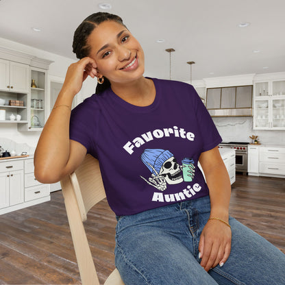 Favorite Auntie Skull Green/Blue Adult T-shirt