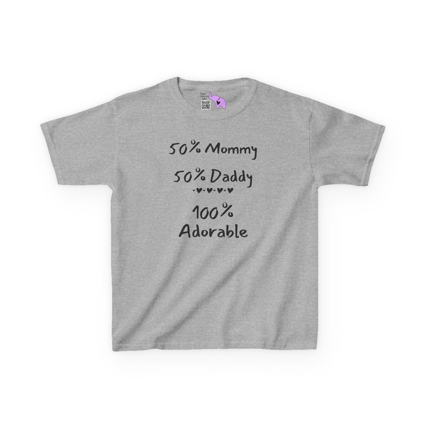 50% Mommy 50% Daddy 100% Adorable Kids Heavy Cotton™ Tee