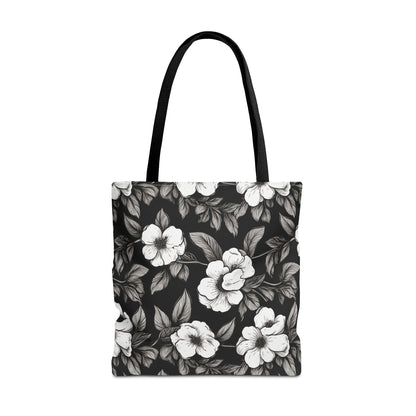 Black & White Daisies Canvas Tote Bag