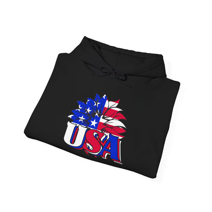 USA Red White & Blue Sunflower Heavy Blend™ Hooded Sweatshirt