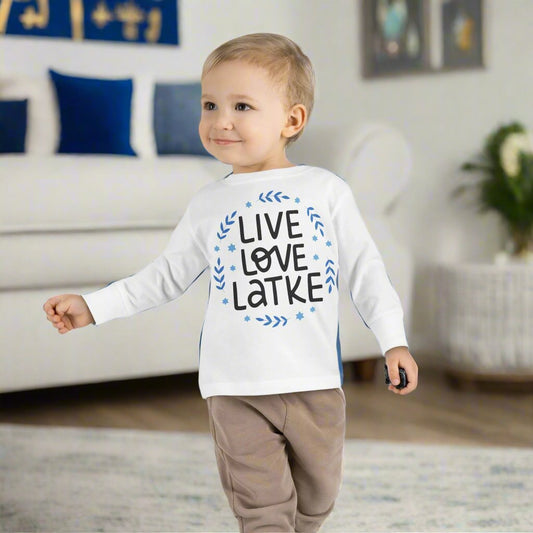 Hanukkah Live Love Latke Toddler Long Sleeve Tee