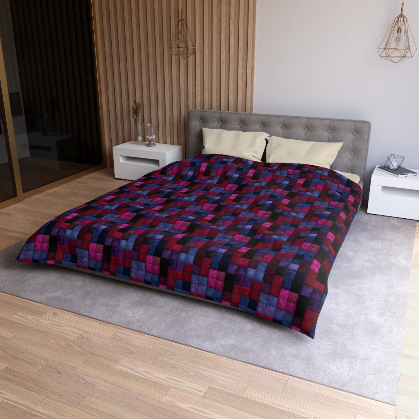 Velvet Mosaic Print Duvet Bedding Set