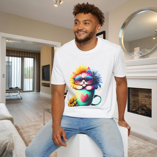 Cool Sunflower Kitten 2 Adult T-shirt