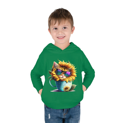 Cool Sunflower Kitten 1 Toddler Pullover Fleece Hoodie