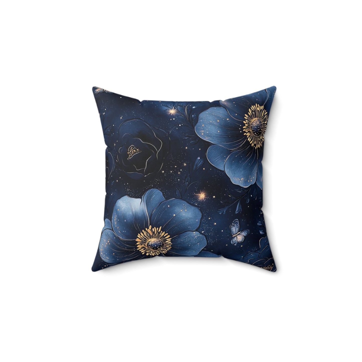 Midnight Sky Blossoms Throw Pillow