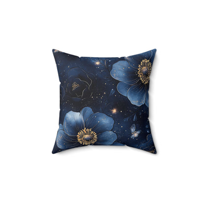 Midnight Sky Blossoms Throw Pillow