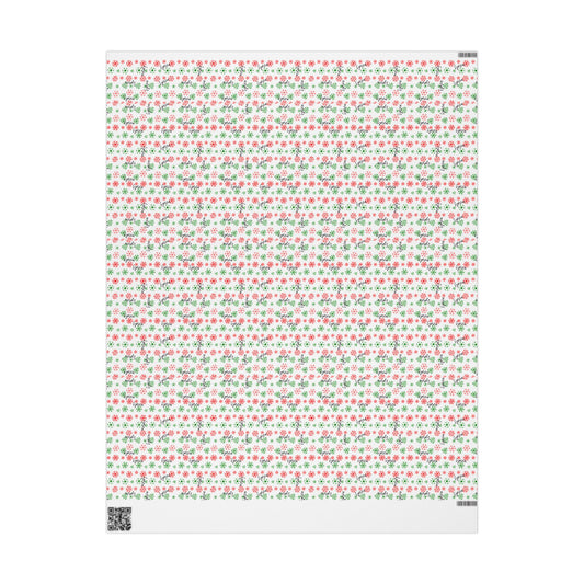 Red & Green Snowflakes Custom Name Wrapping Paper (Soren)