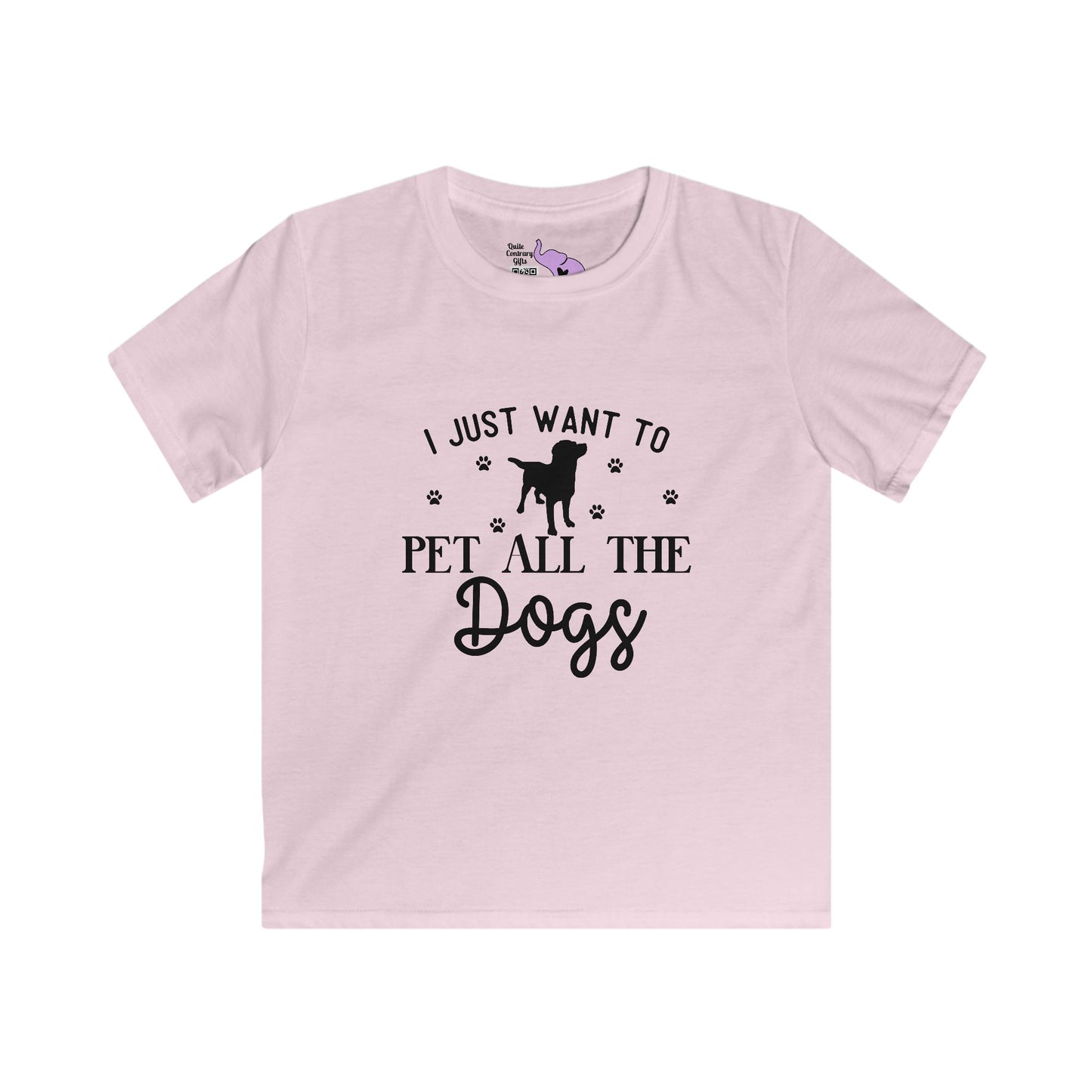 I Just Want To Pet All The Dogs Kids Softstyle Tee