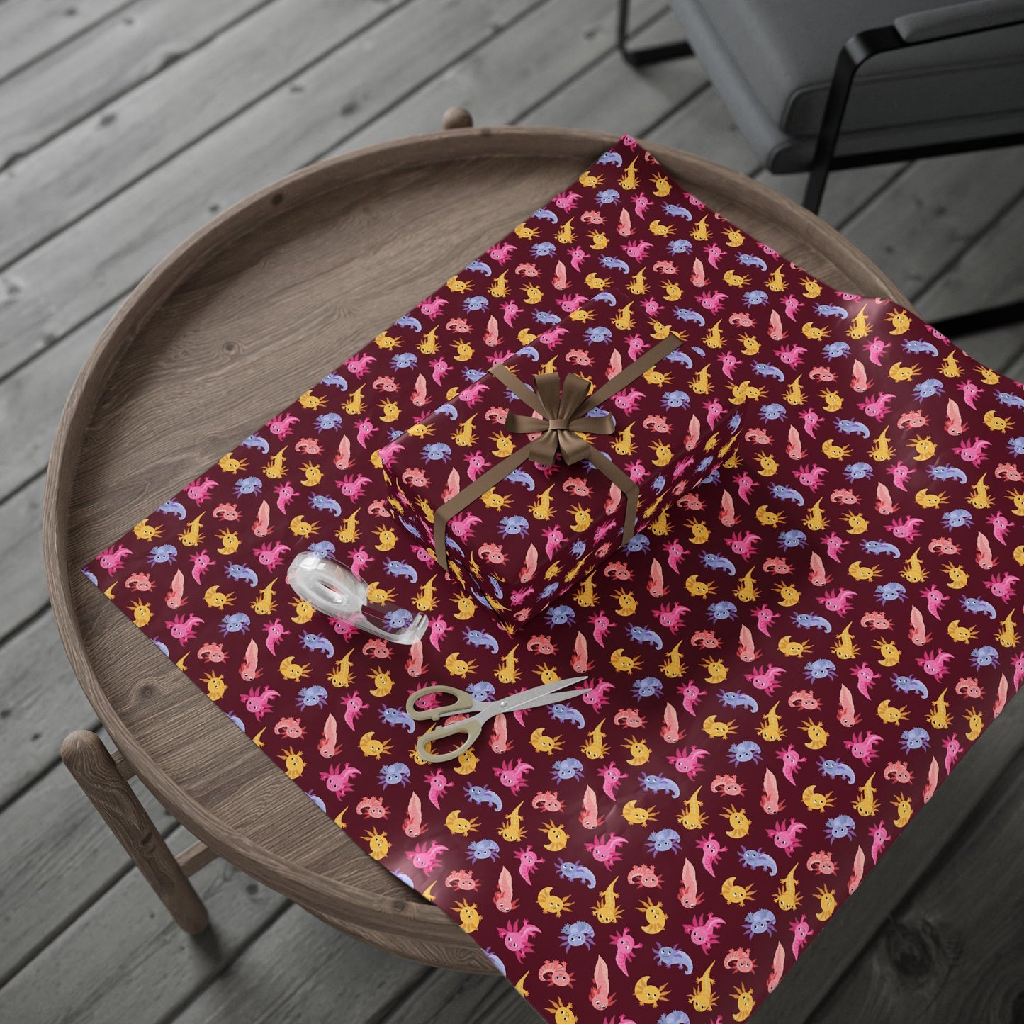 Crimson Axolotls Wrapping Paper