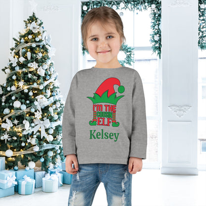 I'm The Cousin Elf Personalized Toddler Long Sleeve Tee