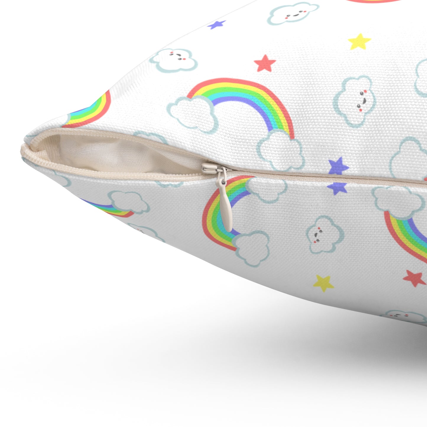 Rainbow Smiles & Stars Throw Pillow