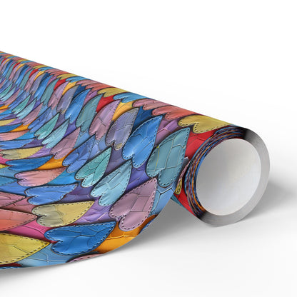 Color Pop Leather Hearts Wrapping Paper