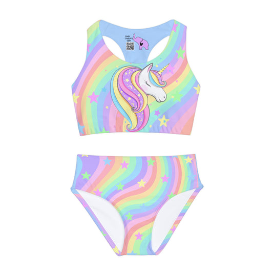 Cute Unicorn Girls Two Piece Swimsuit (AOP)