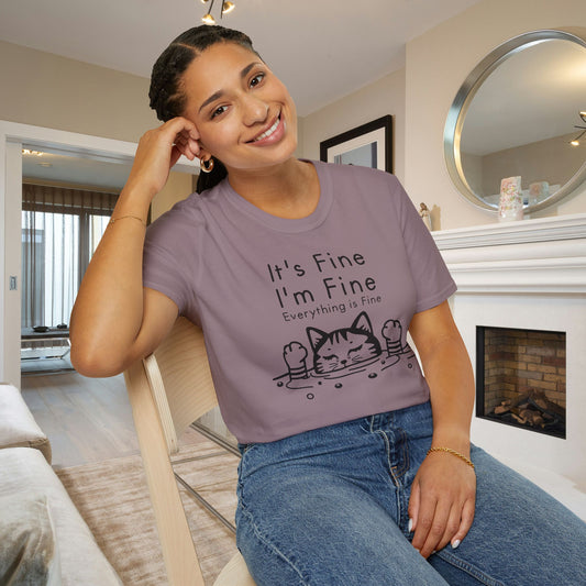 It's Fine I'm Fine Everything's Fine (Cat) Adult T-shirt