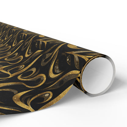 Golden Noir Swirl Wrapping Paper