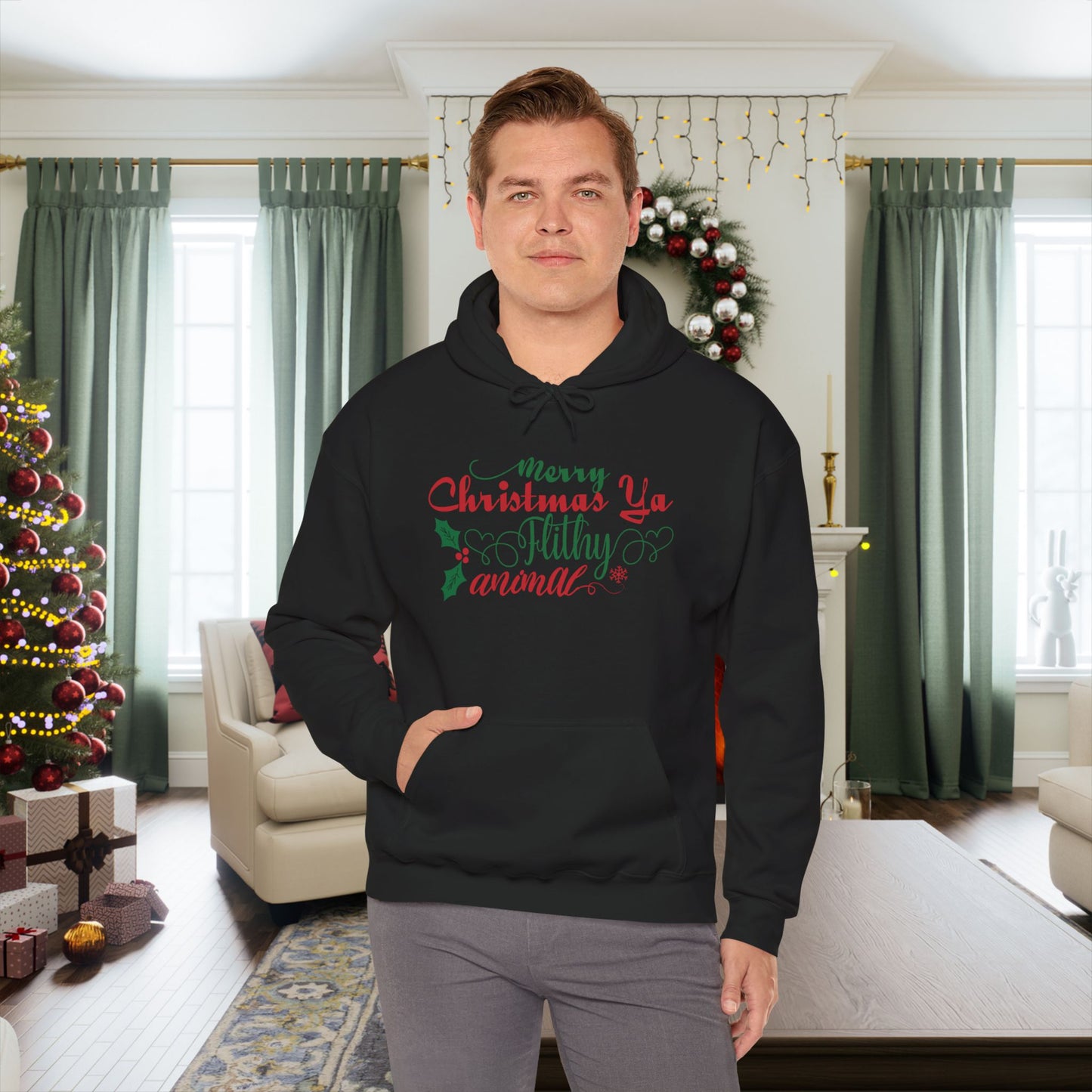 Merry Christmas Ya Filthy Animal Heavy Blend™ Hooded Sweatshirt