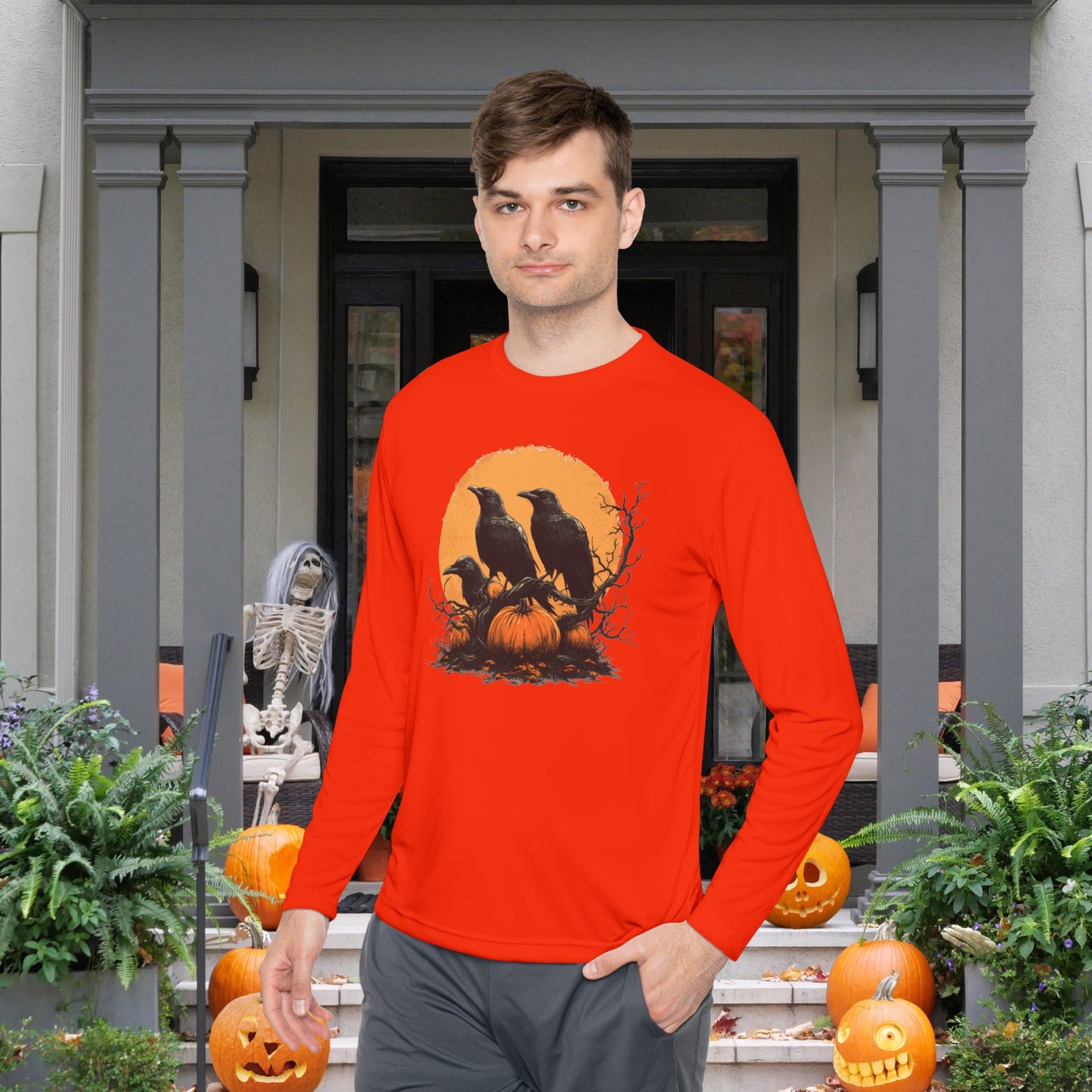 Halloween Crows 4 Adult Long Sleeve Tee