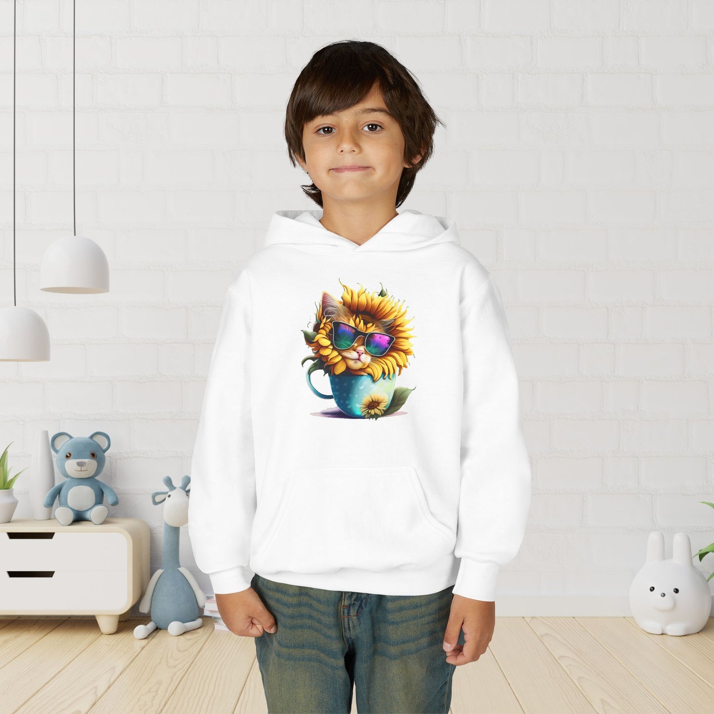 Cool Sunflower Kitten 1 Youth Hoodie