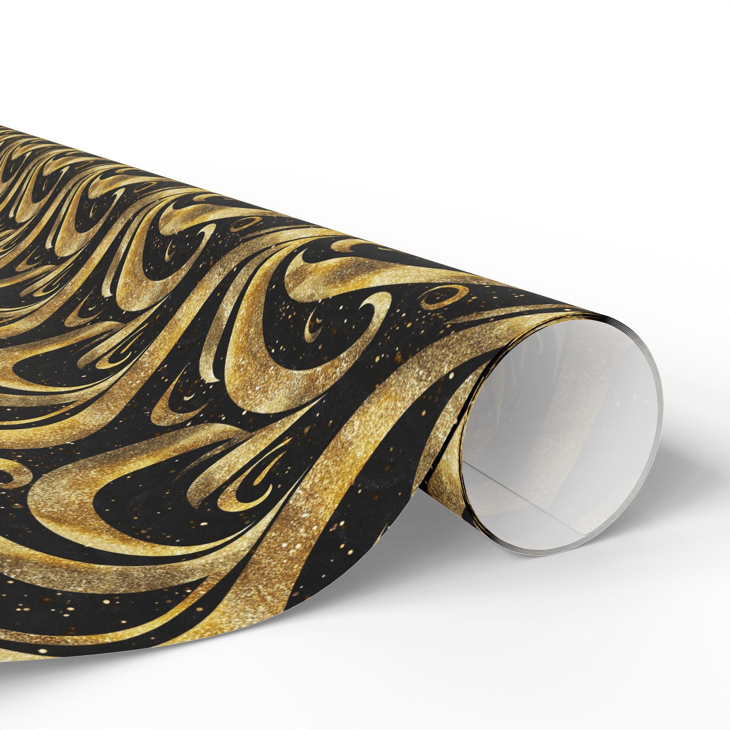 Black & Gold Luxe Swirl Wrapping Paper
