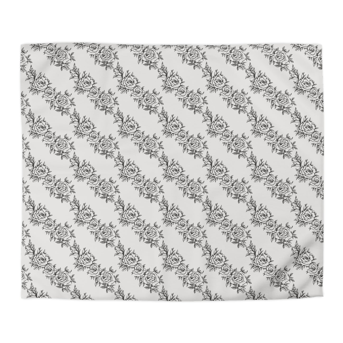 Midnight Rose Sketch Microfiber Duvet Cover